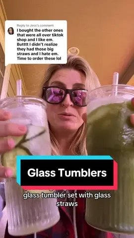 Replying to @Jess this is the perfect glass tumbler set #glasscups #glasscupswithstraw #glasstumbler #glasstumblers #glassware #tumblerset #tumblersoftiktok #fypシ゚viral 