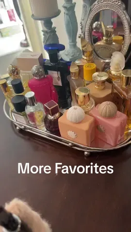 These are very close to the favorites tray, but were edged out a little bit by my other fragrances. These are ones that I reach for regularly and will always be in my collection though. #fragrance #fragrancetok #perfume #perfumes #fragrancetiktok #perfumetiktok #myfavoriteperfumes #perfumeaddict #amouageguidance #amouage #amouagelovedelight #bondno9 #vancleefarpels #parfumsdemarly #oriana #vilhelmparfumerie #sparklingjo #caramelcascade #amarigebygivenchy #jimmychoofever @Givenchy Beauty @The 7 Virtues @Barb Stegemann @dedcool 