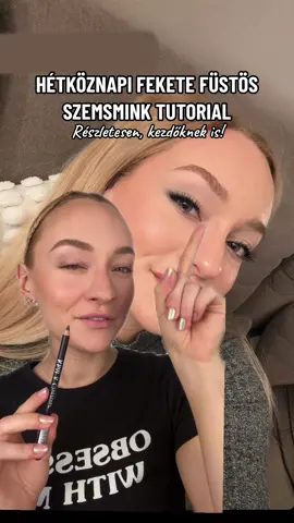 Fekete füstös szemsmink a hétköznapokra, lépésről-lépésre🖤 Te szereted magadon ezt a füstös tusvonalat?😍 Írd meg!🥰 #füstösszem #füstössmink #sminkkezdőknek #lépésrőllépésre #sminktutorial #feketefüstös #hétköznapismink #sminktrükk 
