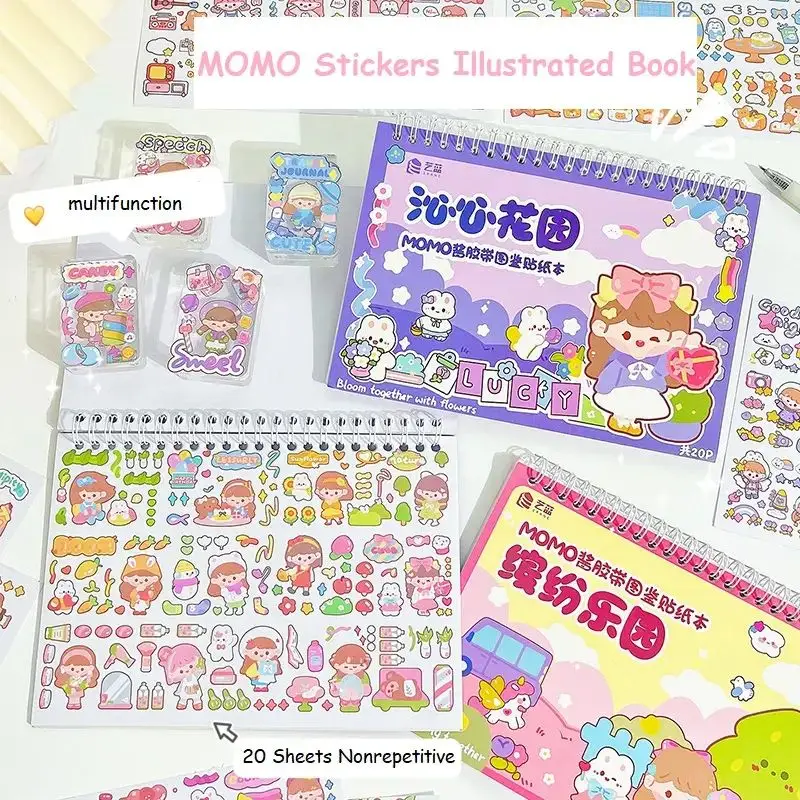 BT MOMO Nonrepetitive Cute Girl DIY Stickers 20 Sheets of Illustrated Fun for Children's Projects SZ274 #fyp #handbooktyping #cure #handbook #scrapbook 