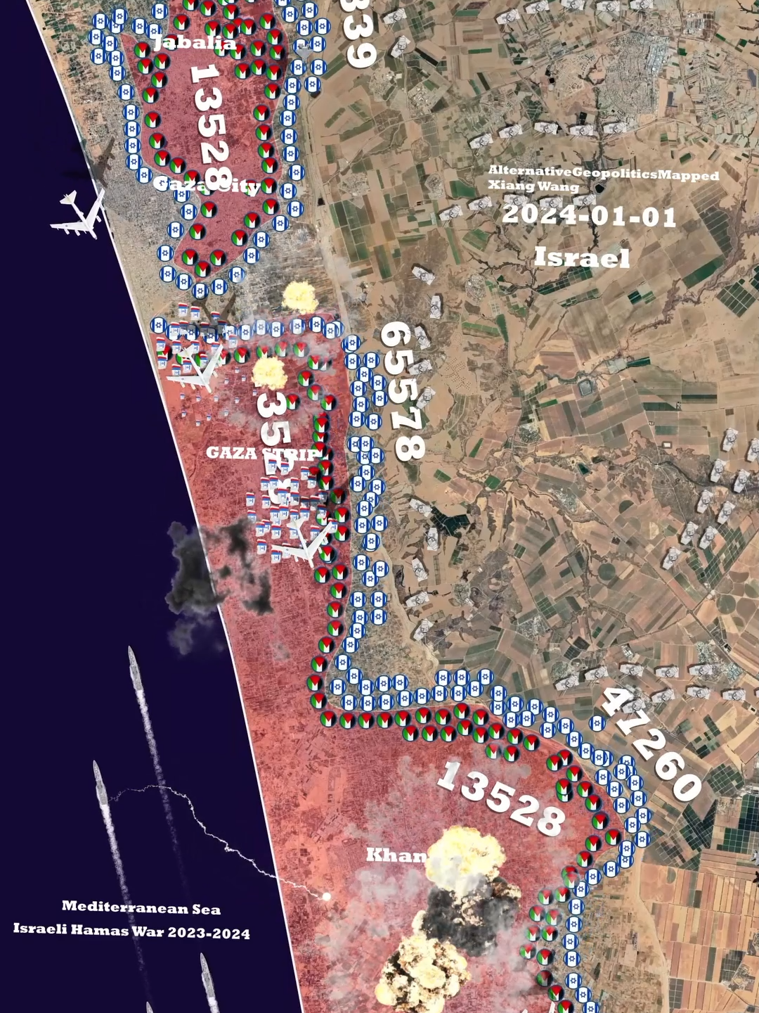 Israel Palestine Conflict 2023 - 2024 Animated Map #israel#palestine#battle #mappingwar