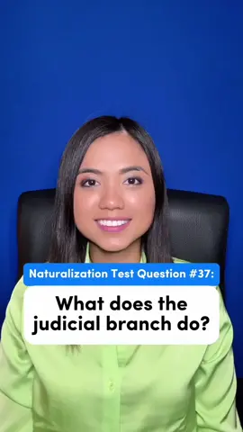 🤔 What does the judicial branch do? ⚖️ It reviews laws, explains laws, resolves disputes (disagreements), and decides if a law goes against the Constitution or if laws are in accordance with the Constitution. Through these actions, the judicial branch ensures that laws passed by the legislative branch and implemented by the executive branch adhere to the country's foundational principles, safeguarding citizens' rights and the democratic process.🏛️💼 Need guidance on citizenship? Message us. 🌟🗽 #Natz #Naturalization #USCitizenship #CitizenshipTest #CivicsTest #CivicsTestReview #AnandaLegal #ImmigrationLawyer #Immigration #ImmigrationLaw #USImmigration #Lawyer #VisaLawyer #FianceVisaLawyer #Attorney #ImmigrationAttorney #Visa #VisaServices #Pinay #PinayLawyer #PinayinUSA #GreenCard #Citizenship #Abogada #AbogadadeInmigracion #LawyerTalk #AskAnAttorney #AmericanDream #FYP #Viral #Follow #LawyersofTikTok #TikTokLawyer #Trending No legal advice or attorney-client relationship created.