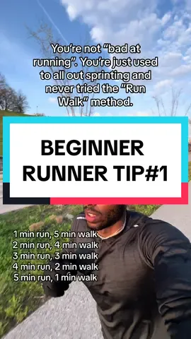 Beginner Runner Series: Tip #1 “Run Walk Method.” Start with this workout and work towards spending more time running! Follow for more tips #run #runtips #runningadvice #runningtipsdaily #runtok #beginnerrunner 