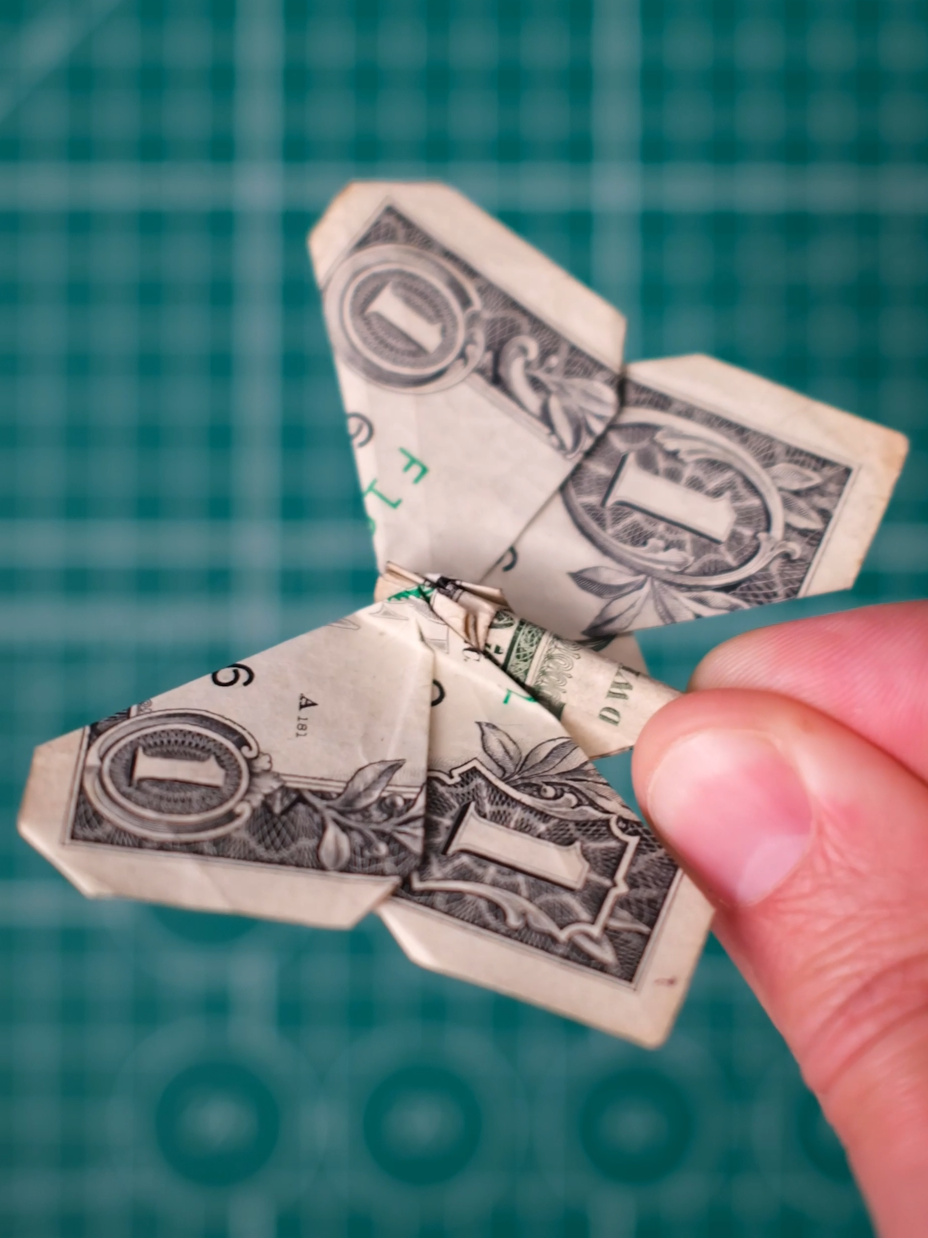 Origami of a Butterfly with a Dollar Bill #origami #dollar
