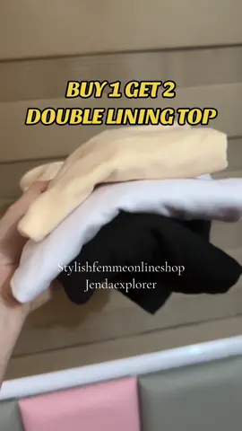BUY 1 GET 2 DOUBLE LINING BASIC TOP. Available up to large size. Just click the yellow basket to order.  #doubleliningtop  #tops #buy1get2 #buy1get2doubleliningbasictop #fyp 