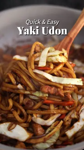 Yaki Udon 📝 Recipe at www.christieathome.com (link in my profile) & just search for the dish!  Bouncy chewy udon noodles stir fried in a delicious sweet savory sauce with vegetables and your choice of protein. This Japanese stir-fried noodle dish comes together quickly in just 15 minutes with simple ingredients in one pan! A great meal idea for a busy weeknight.  #Asianfood #foodtiktok #recipes #noodles #japanesefood 