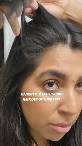 Super simple hairstyle to keep short hair out of your face ✨️🩷 Love how easy and quick it is!  #hairstyle #hair #hairtok #shorthair  #shorthairstyles  #easyhairstyle  #hairtututorial 