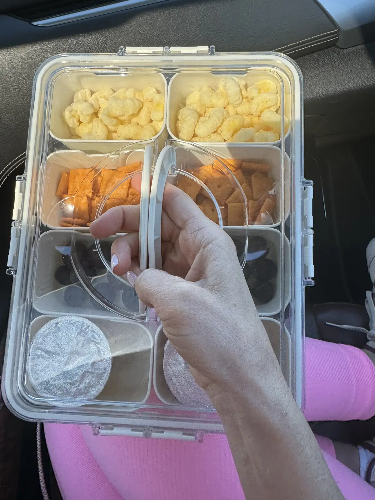 Brought this snack tray on our road trip to the zoo today!! Literally the best!!! #​momhacks #​springbreak #​travelwithme2024#Lemon8 