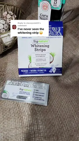 Replying to @staceycole03 yes girlfriend! the whitening strips is where it's at. My teeth were noticeably whiter when I started using this! #oilpulling #gurunandaoilpulling #oilpullingbenefits #oilpullingforteeth #gurunanda #whitesmile #oralcareroutine #SelfCare #holisticmedicine #oralcare  #tiktokmademebuyit #fyp #loveit #foryou #tiktokshop #tiktokmademebuyit #aruyveda 