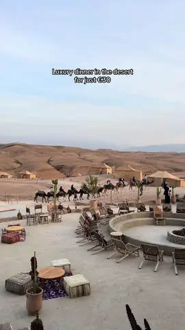 If you’re looking for affordable things to do in Marrakech then you have to visit Agafay desert 🐪 We booked a luxury dinner in the desert at @Agafay Luxury camp for just €30pp for a 3 course set menu and evening entertainment 🇲🇦 #marrakech #thingstodoinmarrakech #agafayluxurydesert #agafaydesert #morocco #thedateconnoisseur 