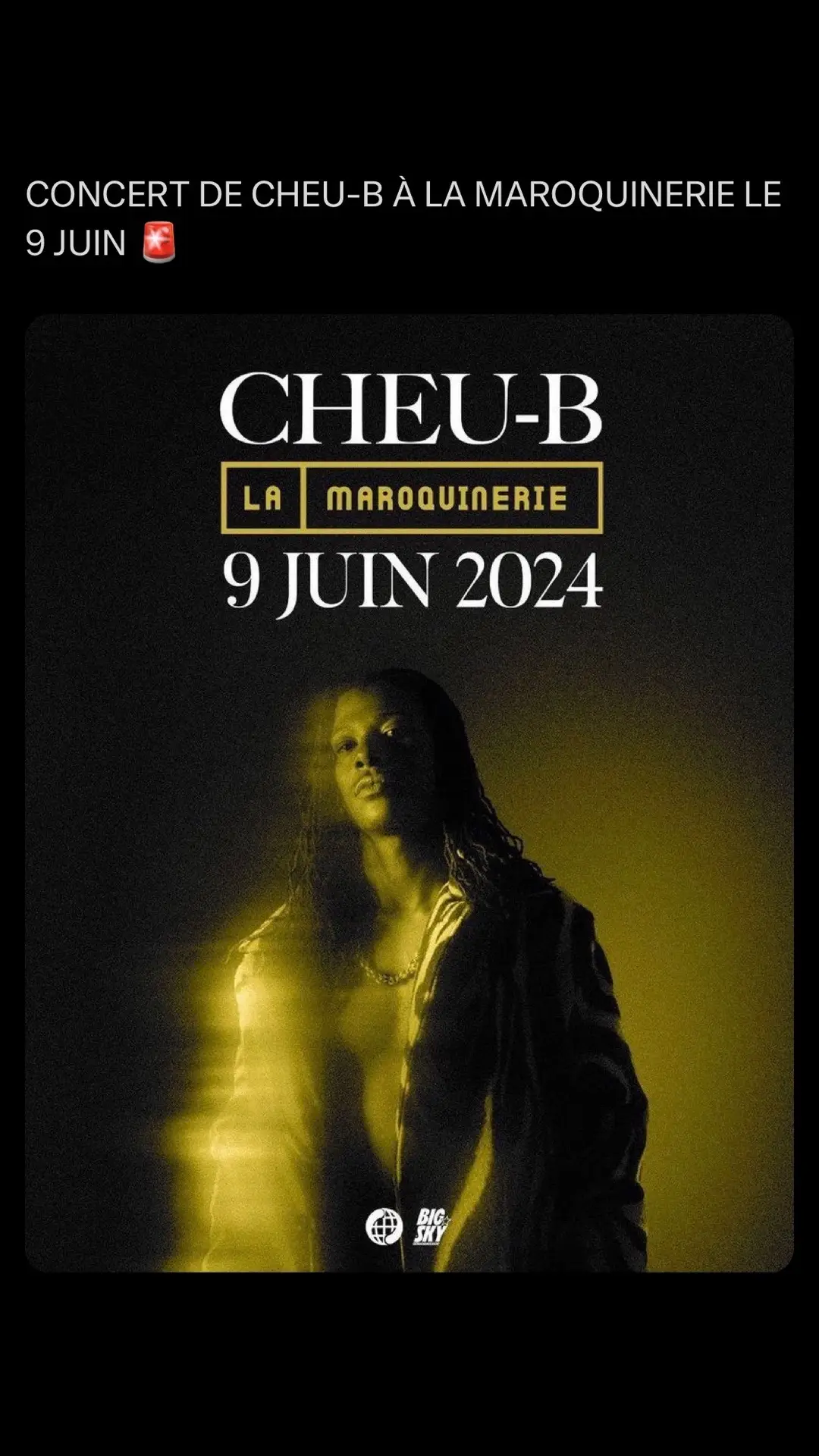 🚨CHEU-B en concert à la Maroquinerie 9 JUIN🔥 🎧Playlist dispo en bio! #pourtoi #cheub #fyp #fly #viral #foryou #rapfr 