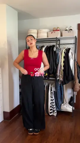 My favorite tank 🍒🎀 Outfit details: Tank: @Tiger Mist  Pants: @target  Shoes: @Anthropologie  Necklace: @Nickel & Suede  #springoutfitinspo #spring2024fashion #springoutfits2024 