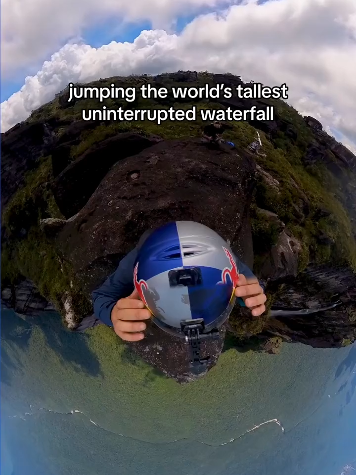 uninterrupted waterfall 🤝 uninterrupted views  🪂: @vesoovcharov   #redbull  #givesyouwiiings  #wingsuit  #flying  #basejumping  #angelfalls