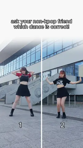 Which one is correct? 🫣🥰 And for the K-Pop fans: Can you recognize the other choreo? 🤭 #askyournonkpopfriend #kpopquiz #kpopdance #kpopdancecover #kpopinpublic #superlady #gidle 