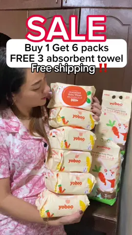 Buy 1 get 6 packs 😱 yoboo baby wipes #yoboobabywipes 