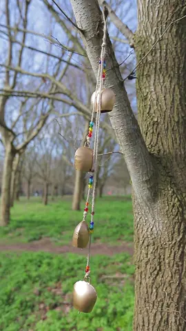This beautiful handmade Indian Bihar Cowbell Windchime is stunning to look at. They can be hung on your curtain pole, or shop door (as an entrance alarm), be put in the garden or can even be given as a pleasant moving-in gift. These brass cowbells have a lovely sound as they are knocked or blown in the wind adding a meditational scene, fair trade from India. This is one of our most popular wind chimes, it looks great and sounds wonderful. Each one is unique and will vary in shape, size, colour, and design. It will add stylish decor to your home. #percussion #instrument #music #windchimes #cowbell #bihar 