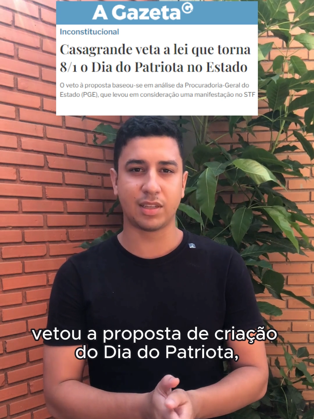 Casagrande veta lei que torna 8 de janeiro o Dia do Patriota no ES #agazetaes #espiritosanto #8dejaneiro