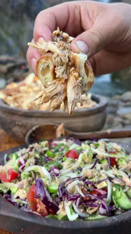 Chicken and Avocado Salad Prepared with a Primitive Method in Nature 🥙🥑🌿 #cooking 