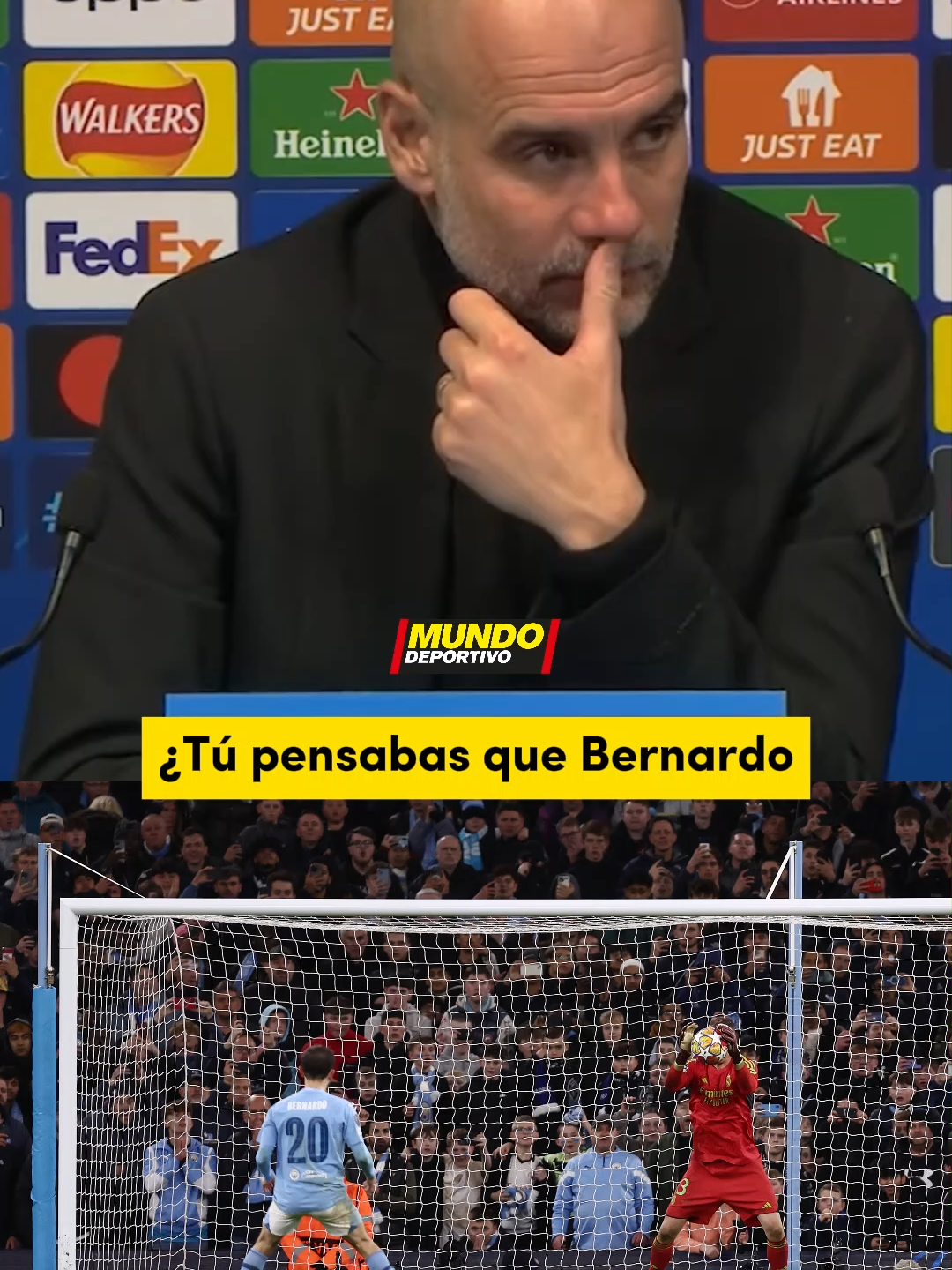 🤯 Guardiola reacicona al penalti mal tirado de Bernardo Silva #guardiola #pepguardiola #mancity #manchestercity #championsleague #ucl #bernardosilva #realmadrid #madrid