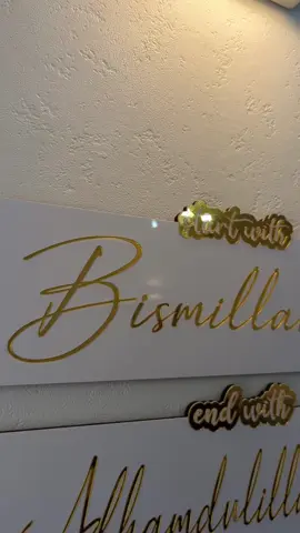 Start with Bismillah and End with Alhumdulillah. Set yourself and family a reminder whilst you adorn your walls with this beautiful 2 piece set. W40 H12cm x 2. Click the product link to order from my Tiktokshop. Also available in: White/Silver Black/Gold Black/Silver  #muslim #islam #arabiccalligraphy #arabicart #giftsforMuslims #islamicgifts #islamicvideos #islamictiktok #Allah #islamicvideos #muslimfyp #muslimtiktokshop #bismillahfyp #alhamdulillah