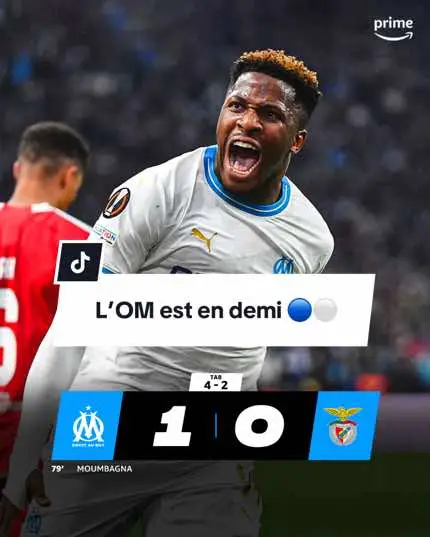 L’OM EST EN DEMI-FINALE DE LA LIGUE EUROPA 🔥 #om #benfica #europaleague #aubameyang #lopez #sportstiktok 