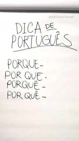 Para você não ficar com vergonha e precisar usar o “pq” toda vez que for escrever. 😉 #porque #sesiensina #sesieducação