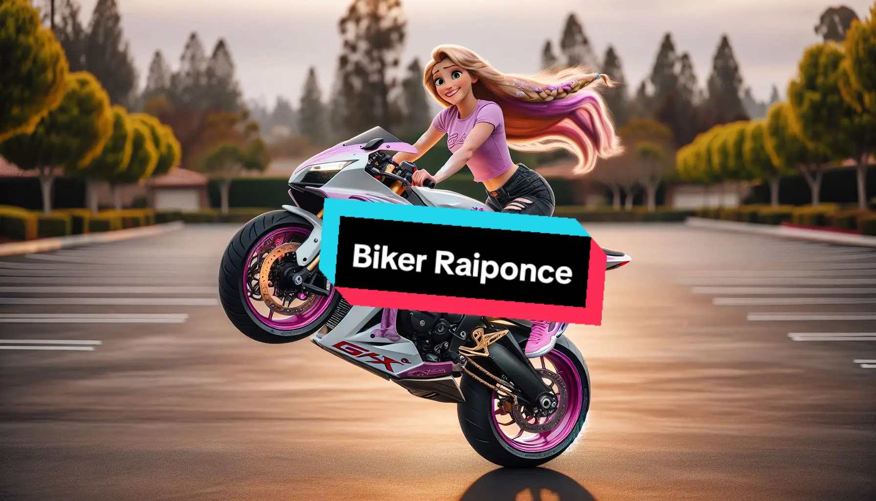 #pourtoi #fyp #fypシ゚viral #viral #raiponce #disney #biker #gsxr #honda #wheeling #freestyle #aigenerated #aigeneratedart #aigeneratedimages 