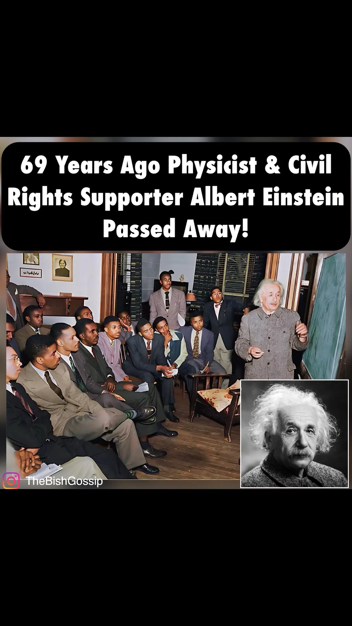 69 years ago world famous physicist Albert Einstein passed away, most known for his “theory of relativity” but, was also an early advocate for civil rights! Yet well ahead of even the civil rights movement of the 1960s, he repeatedly stood up in defence of black Americans, denouncing the systemic, deeply rooted discrimination against them. His strong words and actions 75 years ago, often overlooked in accounts of the brilliant physicist’s life, remain equally relevant today. Rest in peace #albertenstein 💗