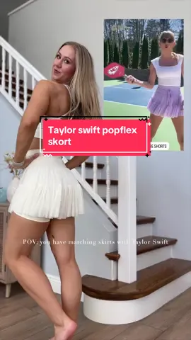 Big day for the taylor swift loving popflex girlies 🩷🤍💜🫶🏻 this is the @POPFLEX Active pirouette skort! also this song is so unhinged lol #taylorswift #taylorsversion #popflex #popflexskirt #popflexactive 