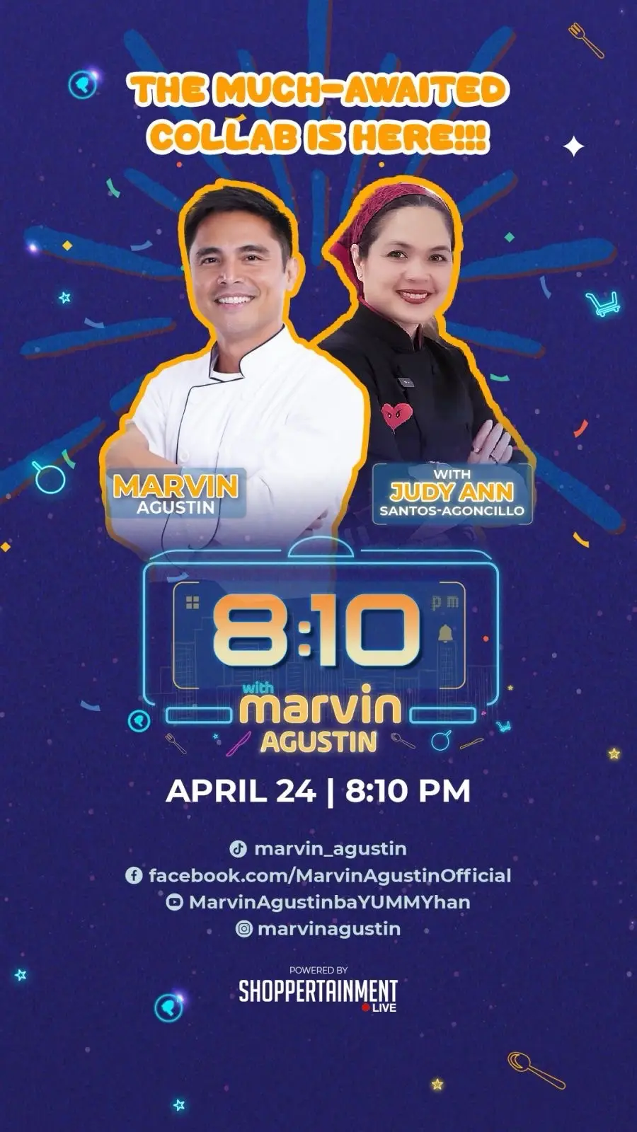 May reunion na magaganap!! 🥳 Solid na kwentuhan, kulitan, challenges, yummy recipes, at MOCKTAAAILS kasama ang nagiisang JUDY ANN SANTOS-AGONCILLO!! 🤩 Register na at 'takits sa #0810withMarvinAgustin this Wednesday (April 24), at 08:10PM 🥰 @Judy Ann’s Kitchen  @SHOPPERTAINMENT  #0810 #810 #810withMarvinAgustin #JudyAnnSantos #Recipe #challenge #TitoMarvs #mocktail #MOCKTAAAILS #fyp