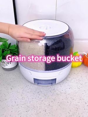 The rotating grain grain rice bucket,storage box has six boxes,storage space is large,sealed moisture-proof and rotation to take easy,beautiful and practical #goodthing #foryou #fyp #foryoupage #householdgoods #ricedispenser #box 