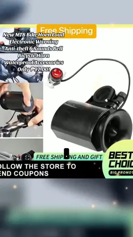 New MTB Bike Horn Loud Electronic Warning Anti-theft 6 Sounds Bell Bicycle Horn Waterproof Accessories Only ₱97.00! #affiliatemarketing #fyp #affiliate #tiktokshop #tiktok #bikelife #bike 