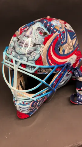 LONG VIDEO ALERT!! Entire process of painting Elvis Merzlikins goalie mask for the Columbus Blue Jackets!!! #art #artist #goaliemask #NHL #hockey #goaliemaskart 