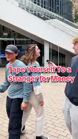 Would You Tape Yourself to a Stranger for MONEY?? #fyp #challenge #money  