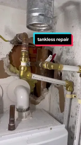 tight quarters for a repair on this 3/4” water line behind a tankless water heater
