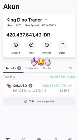 Angkat tangan | Info Trade sehat klik dibio🪬 #kingdinotrader #tradergold #forextrading #xauusd #motivation #traderindonesia #fyp #foryoupage #trading 