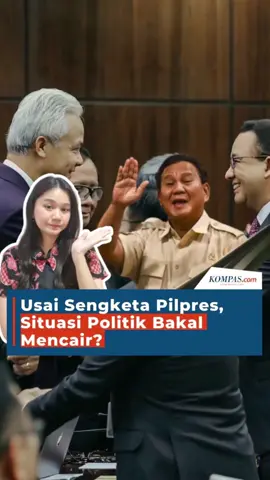 Proses sengketa hasil pemilihan presiden (Pilpres) 2024 di Mahkamah Konstitusi telah berakhir. Dengan putusan MK yang menolak seluruh gugatan, keputusan KPU yang menetapkan Prabowo Subianto dan Gibran Rakabuming Raka sebagai pemenang Pilpres pun tetap berlaku. Usai sengketa di MK selesai, situasi politik tanah air diprediksi akan mencair. Bahkan, sejumlah partai politik yang tadinya berada di posisi berseberangan diprediksi bakal beralih untuk mengamankan posisi. Kreatif: Anasthasya Produser: Nibras Nada Nailufar #SengketaPilpres 