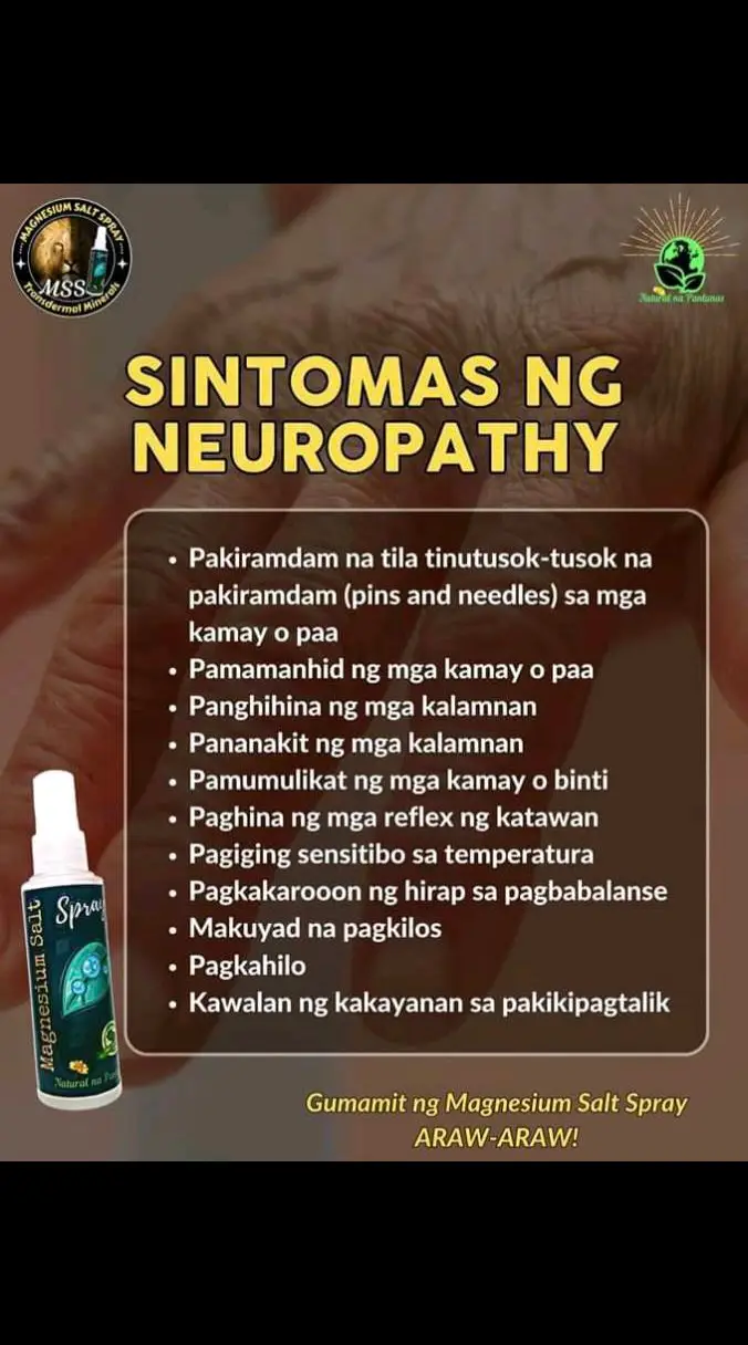 Ano nga ba ang MSS o MAGNESIUM SALT SPRAY? Ito ay pinagsama-samang nga MINERALS,pangunahin ang MAGNESIUM, na inilagay sa isang bote at ipinapahid lang sa BALAT o sa apektadong bahagi,NAPAKALAKI ng kinalaman ng pagkakaroon ng ibat-ibang karamdaman kapag NAWAWALAN ng SAPAT na MINERALS o kaya hindi ito balanse, kaya kapag nabigyan mo ng sapat na minerals ang katawan mo kusang magsisiwalaan ang mga nararamdaman dahil naa-ACTIVATE nito ang NATURAL HEALING MECHANISM,lalo Kong masasabayan ng iba pang mga bitamina lalo ng mayaman sa Bvitamins o Bcomplex,at SAPAT na inom ng tubig,tulog at ehersisyo at makapag paaraw, alisin ang galit sa puso, piliin laging sumaya. Ang kahit anong karamdaman ay maaring GUMALING kapag naibigay mo ang kakailanganin ng iyong katawan. #MSS  #allinone #miraclespray  #NATURALnaPANLUNAS  #MAGNESIUMsaltSPRAY  #naturalnapanlunasadvocate  #pisikpisiktanggalangmgasakit  #TRANSDERMALmineralSUPPLEMENT  #foryou #health #magandangprodukto #keepsafe 