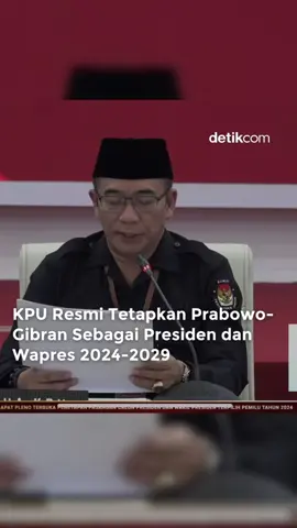 Ketua KPU RI Hasyim Asy'ari telah membacakan SK Keputusan tentang Penetapan Pasangan Presiden dan Wakil Presiden Terpilih 2024. SK itu diserahkan kepada MPR, Presiden, Prabowo-Gibran, DPR, DPD, Mahkamah Agung, dan Mahkamah Konstitusi serta partai politik peserta pemilu 2024. Hal itu sesuai dengan pasal 8 PKPU Nomor 6 Tahun 2024. Baca berita selengkapnya hanya di detik.com ! Creator: Dio #detikcom #reels #kpu #prabowo #gibran #presiden #wakilpresiden 