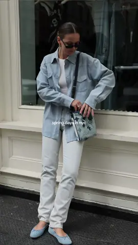 spring days in nyc 🩵 what do we thin about this look? #OOTD #newyorkoutfits #springfashion #springoutfitideas #yslbeauty @sprwmnofficial @Sam Edelman @Rebag @YSL Beauty 