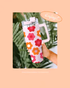 FLASH SALE going on now! Hurry don't miss out! 😍Multicolor 60s Flower Print Handled Stainless Steel Tumbler😍 🤑$42.31🤑 - 15% OFF of $42.31!!