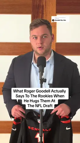 Replying to @HornsUpTexas What does commissioner Roger Goodell actually say to the rookies when he hugs them agter they’re drafted? We give you and inside look on how it really goes down on stage at draft night of the NFL Draft • • • #comedyskit #comedyvideo #nfltiktok #nfldraft #bengals #spoof 