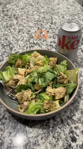 My favorite #dietcoke #chickenceasersalad #girldinner 