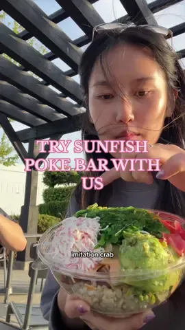 i felt like the fish should have tasted more fresh, but they have free toppings and we got two bowls for $36 which is pretty good for eating out in the bay area😅😂 #pokebowl #sunfishpokebar #couplestiktok #eatwithus #fremontca #bayareaeats #bayareafood 