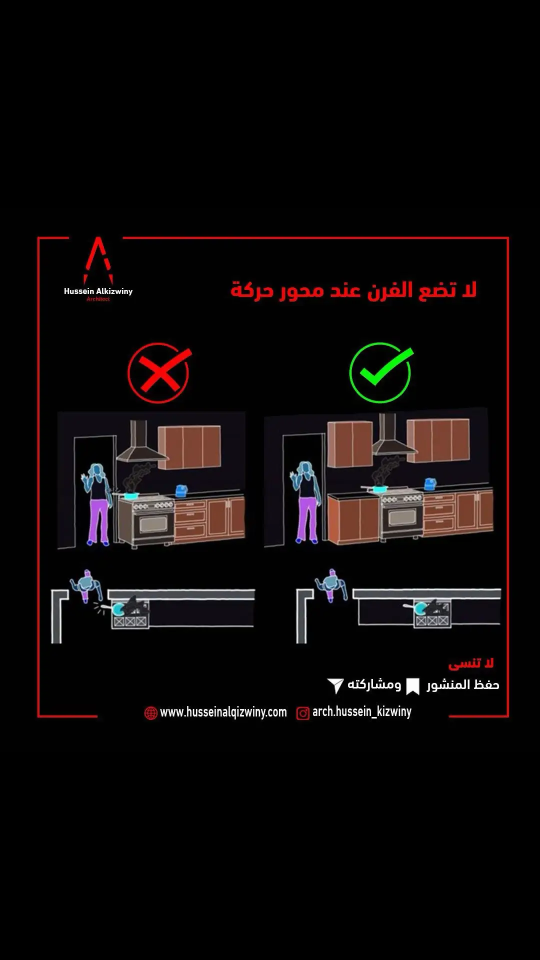 ‏انتبه من أن تضع الفرن(الطباخ) في محور الحركة لأنه ممكن يسبب لك مشاكل وحوادث😅 #معماري #مقاولات_بناء #مقاولات_السعودیة #مقاولات #اشراف_هندسي #ترميم_وتشطيب #ديكورات_داخليه #بيت_العمر 