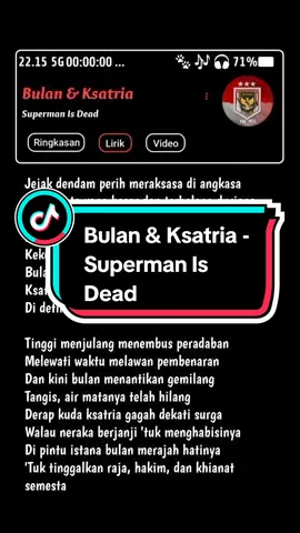 Bulan & Ksatria-Superman Is Dead #timnasindonesia #timnasgaruda #supermanisdead #sid #indonesia #liriklagu #lirikgoogle #fypシ #fyp #fyptiktok #lyrics #viral #lirikterjemahan #overlay 