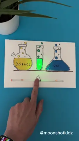 DIY “Science is cool” interactive card. Easy and fun paper electronics project for beginners. You will need: - 3 Lilypad LEDs - Conductive copper tape  - Coin cell battery 3v (CR2032) - Paper - Tracing paper - Markers - Metal coin (conductive) Warning: this project should be done under adult supervision. #stem #science #learnwithtiktok #scienceathome #papercrafts 