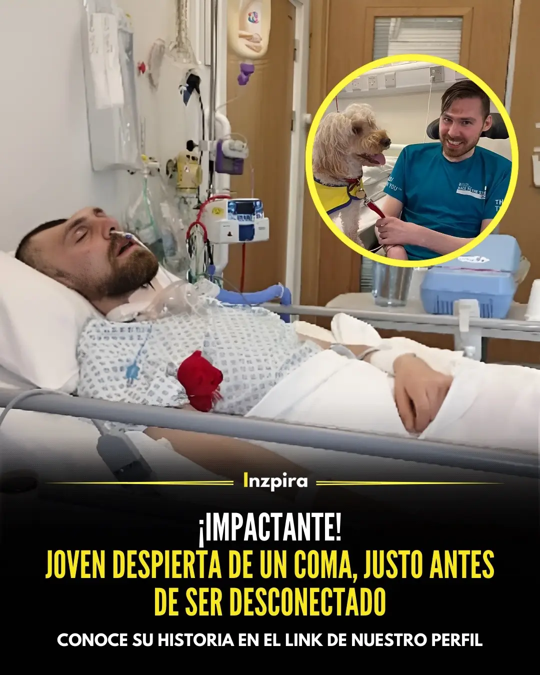 😱👉 James Howard-Jones, un joven británico, recuperó la conciencia justo en el momento en que los médicos se disponían a desconectarlo del soporte vital que lo había mantenido con vida. ✅ Conoce su historia en el link bio del perfil.  • • • #hospital #coma #recuperacion #doctores 