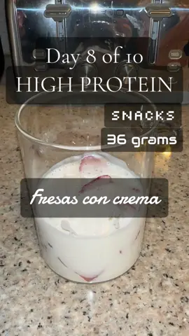 I am beyond excited for you to try this! High protein fresas con crema. It’s low calorie, high protein, ans delicious the perfect combination. #fresasconcrema #proteinstrawberry #proteinfresasconcrema #fresasconcremahighprotein #proteindessert #highproteindessert #weightlosssnack 
