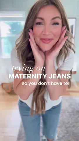 Most Requested - Maternity Jeans! I’ve tried on so many but these are the BEST! #pregnanttiktok #maternityjeans #jeans #denim #jeanshaul #fashion #bump #abercrombiejeans #expecting 